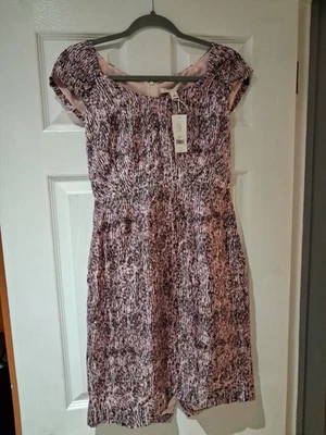 Vestido Banana Republic rosa púrpura y negro de seda para mujer talla 8 - Imagen 1 de 4
