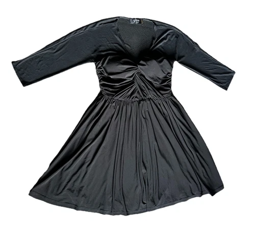 VETEMENTS Mini Abito Guess Y2K Grunge Nero Drappeggio Tg 6 A Line Party Manica 3 4