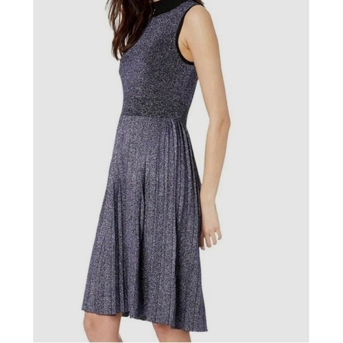 Kate Spade Women's Purple Mock-Neck Metallic Pleated Wool Sweater Dress Size M - Picture 2 of 8