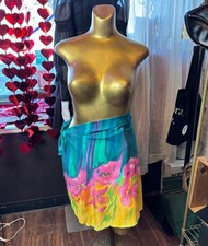 Jantzen Bathing Suit Cover Up Floral Pink Yellow Turquoise 100 Nylon