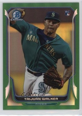 2014 Bowman Chrome Green Refractor 47/75 Taijuan Walker #21 Rookie RC 0s3