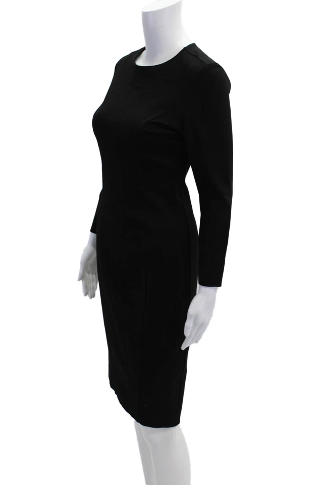 Pink Tartan Womens Textured Long Sleeve Pleated Pencil Dress Black Size XS - Image 2 of 4