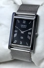 Vintage Refurbished Seiko Slim Tank Black Quartz Japan Men's Wrist Watch