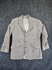 VTG Aquascutum of London Sport Coat Mens L Black White Houndstooth Wool 3 Button