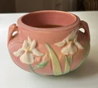 Roseville Pottery matte pink & white Iris line 647-3 vase  Arts & Crafts