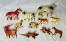 Vtg Celluloid Toy Animals Lot Cows Horses Alligators