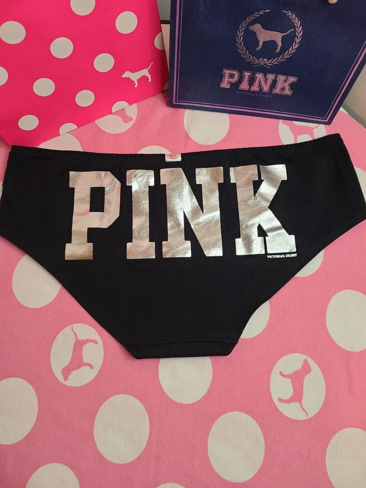 Braguita hipster de algodón y encaje con logotipo de lámina VS ROSA DE COLECCIÓN talla Lg Foto 4 de 4