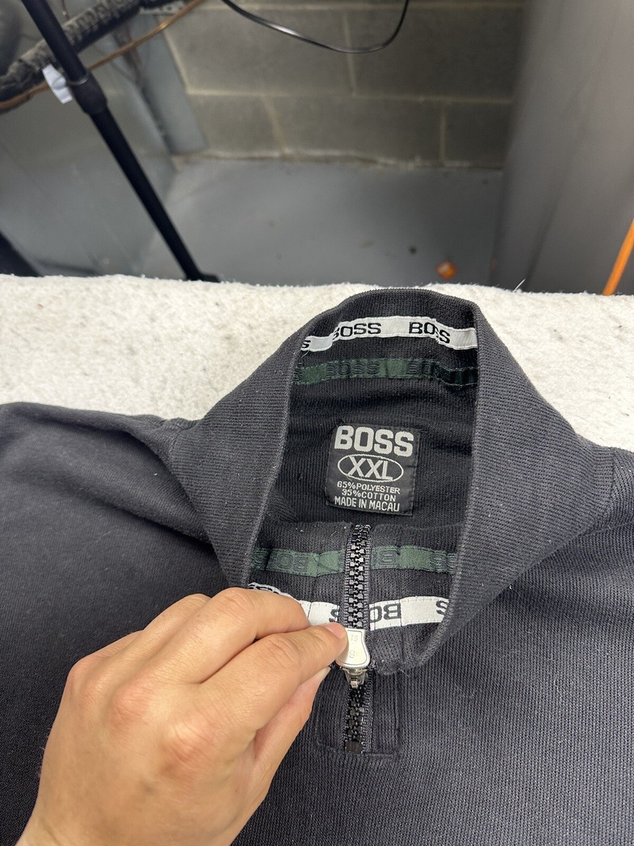 Vintage BOSS Quarter Zip Sweatshirt Hip Hop 90s Skater Size