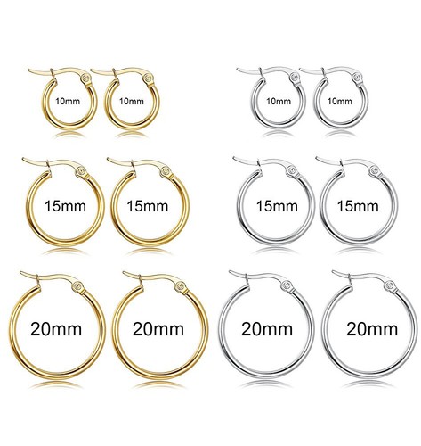3 Pair Women Girl Silver Stainless Steel Small Twisted Huggie Hoop Earrings Gift - Picture 25 of 32