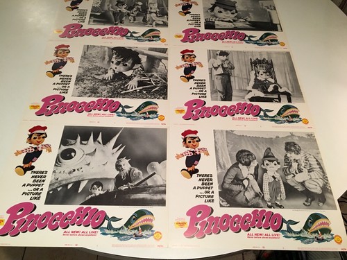 Pinocchio Rara Lobby Card Originale Set di 8 Marionette Tedesche Fantasy Avventura 1969 - Foto 3 di 11