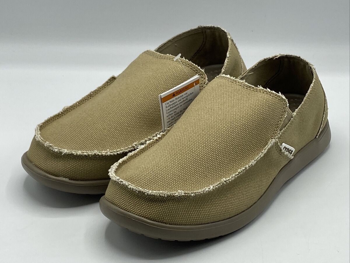 Crocs Santa Cruz Men's Size 8 Khaki Beige Canvas Slip On Crocs Santa Cruz Men's Size 8 Khaki Beige Canvas Slip On