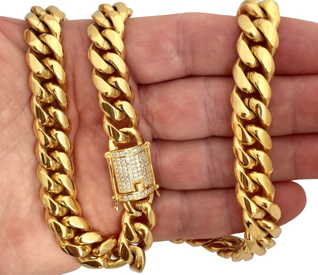 18k Gold GP Stainless Steel Miami Cuban 