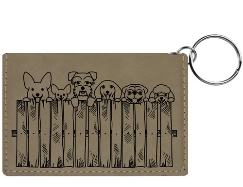 Peeking Pups Laser Engraved Leatherette Keychain Wallet - Picture 10 of 18