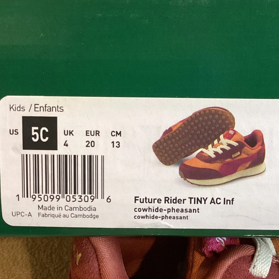 Puma Kids Future Rider TINY AC, EE. UU. Talla 5C, Reino Unido 4, UE 20, Naranja, Melocotón, Rosa Caliente Foto 2 de 4