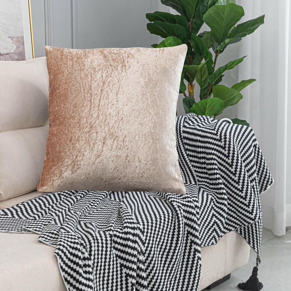 Crushed Velvet Cushion Covers Luxury Plain 17"X17", 20"X20" 22"X22", 24