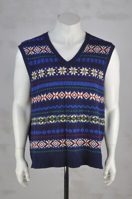 〓POLO RALPH LAUREN〓fair isle V-neck VEST VTG Polo Ralph Lauren Fair Isle Linen Silk V-Neck Vest Gilet