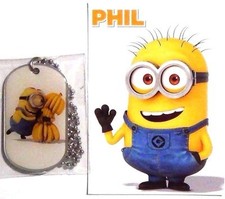 Despicable Me 2 Minions Dog Tag Necklace Chain Phil Stuart Minion Banana Sticker