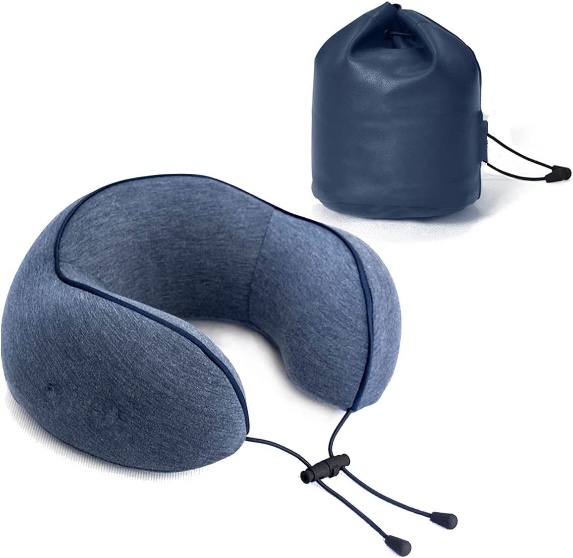 Memory Foam Travel Neck Pillow – Ergonomic Support & Washable Navy Blue Nap Pillow-image