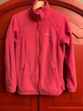 Columbia Size Small Hot Pink Fleece Jacket Embroidered Great Pre Worn Shape