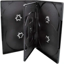 10 Pack  Standard 14Mm Black Six (6) Disc DVD Cases with Double Sided Flip Tray