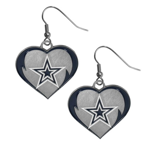 Dallas Cowboys Heart Dangle Earrings NFL Football Licensed Jewelry - Picture 2 of 3