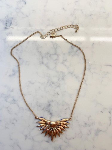 Accessorize Necklace Womens Gold Purple Gems Sunburst Spiky Character Statement - Picture 4 of 4
