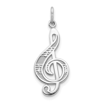 Real 10kt White Gold Treble Clef Charm