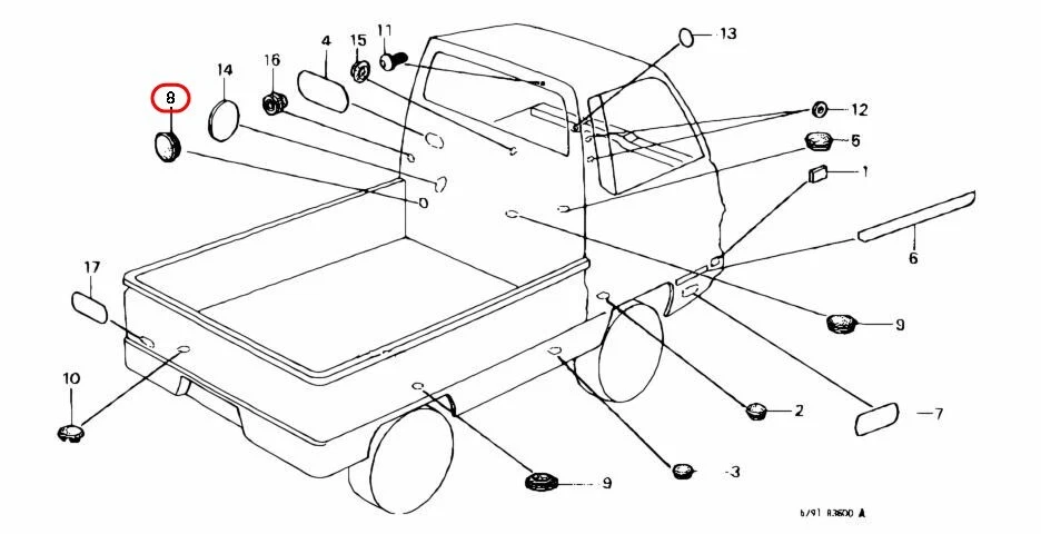 Ojal de enchufe de bloqueo de orificios OEM HONDA 82871-671-000 para Prelude Foto 3 de 4