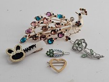 Vintage to Modern Hair Clip Lot Aurora Borealis and Colored Glass Hair Barrette
