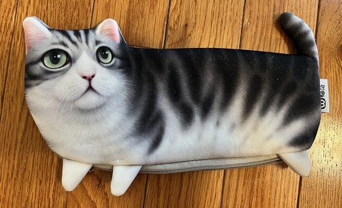 Cat Change Purse Or Pencil Case With Foam Filling And Polka Dot Lining