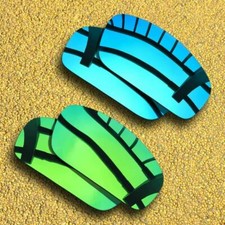 US 2 Pairs Polarized Lenses Replacement for-Oakley Monster Pup - Ice Blue Green