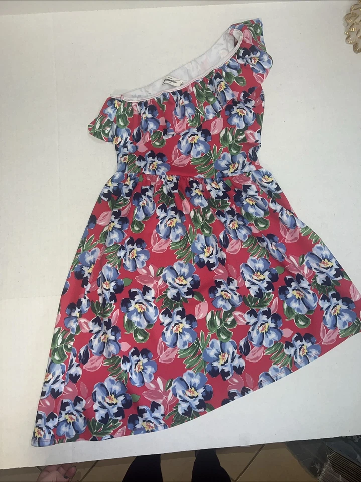 Vestido Abercrombie Niños Niñas Un Hombro Floral Alto-Bajo, Talla LG 14 Foto 4 de 4