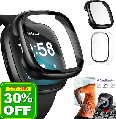 For Fitbit Versa Sense Tempered Glass Screen Protector Hard PC Case  Cover Australia