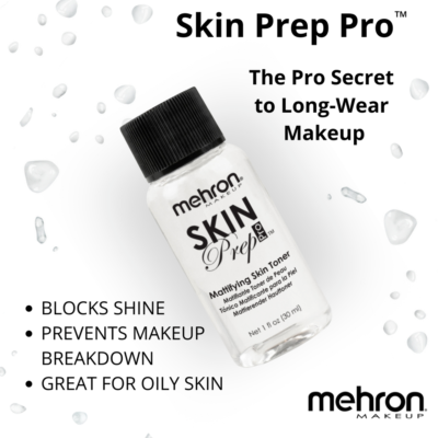 Mehron Skin Prep Pro Primer - No Sweat 4 Oz - Oil-Free Barrier Makeup Prep For Costumes & Cosplay