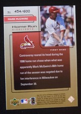 1999 UD Challengers for 70 Challengers Ed. HR Highlights #71 Mark McGwire /600