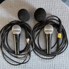 2-Shure PG58 Wired Microphones With Cords and Wind Screens