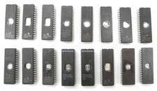 Lot Of SIXTEEN Used Texas Instruments National Semi 27C010 EPROM IC's. EP