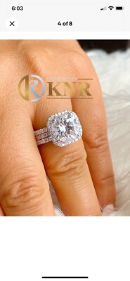 5 Carat Center Stone Cushion moissanite ring 14k solid Gold