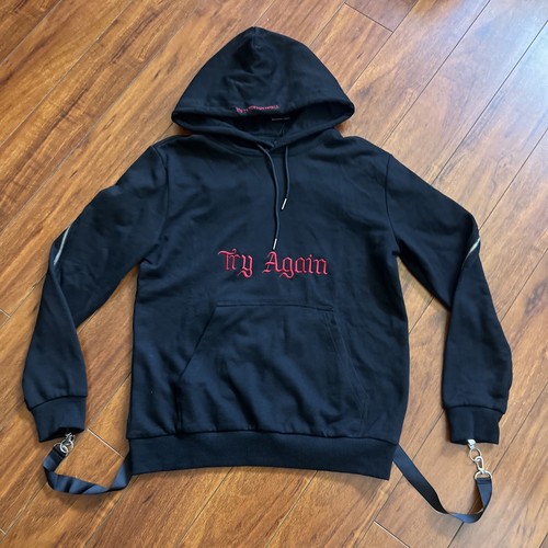 Try Again Rebirth S/S18 Hoodie Zipper Sleeves Adult M Strap Buckles Grunge RARE - Picture 6 of 20