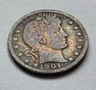 1901  US Barber Silver Quarter Nice Toning
