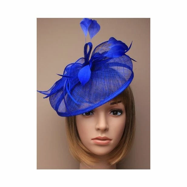 NEW royal blue large sinamay hatinator fascinator aliceband