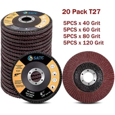 20x 4.5" 4-1/2 Flap Disc 40 60 80 120 Grit For Grinder Sanding Grinding Wheels