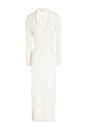PVP €517 CULT GAIA Vestido Midi Tejido Cristina Talla XS Efecto Envolvente Recortado - Imagen 6 de 8