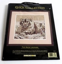 NEW/Vtg Dimensions Gold Collection THE SNOW LEOPARD Counted Cross Stitch #3835