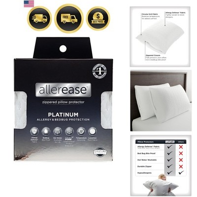 AllerEase Platinum Allergy Defense Bedbug Proof Pillow Protector, Standard/Queen
