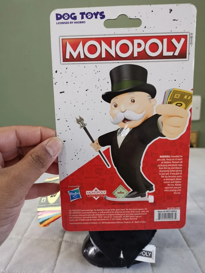 🐶 🎩 NEW Monopoly Mr Monopoly Squeak & Crinkle Dog Toy - Also Can Be Childs Toy - Image 4 of 4