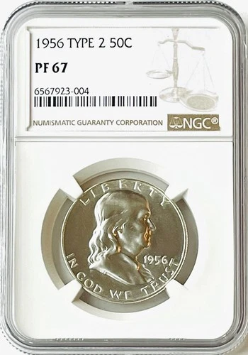 1956 Franklin Proof Silver Half Dollar  - Type 2  NGC PF67