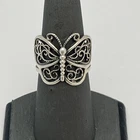 VINTAGE STERLING SILVER 925 FILIGREE BUTTERFLY RING - 7 1/4