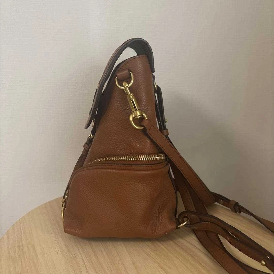 See by Chloe Backpack Shoulder Bag Logo Leather Brown women's USED FROM JAPAN - Image 4 of 4