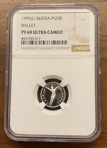 1995 Russia 25 Roubles Russian Ballet Ballerina Dancer PR 69 NGC platinum coin